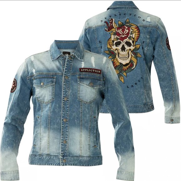 Affliction Other - AFFLICTION OATH MEN'S DENIM JACKET Denim Biker MMA